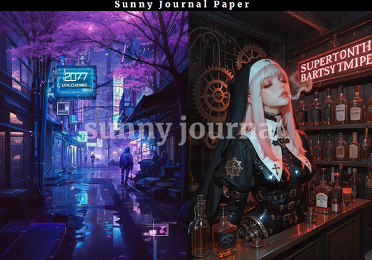 B0007-Cyber Punk A5 Paper 10 pcs no repeat