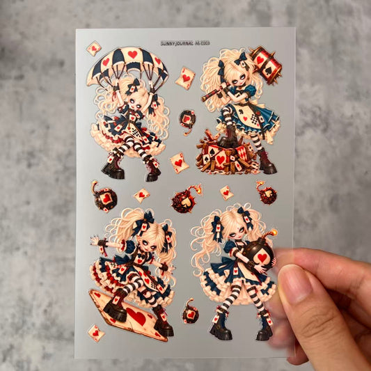 E003--Whimsical Alice 3D Embossed Sticker 1 Pcs A6 Size 10X15cm=4x6inch