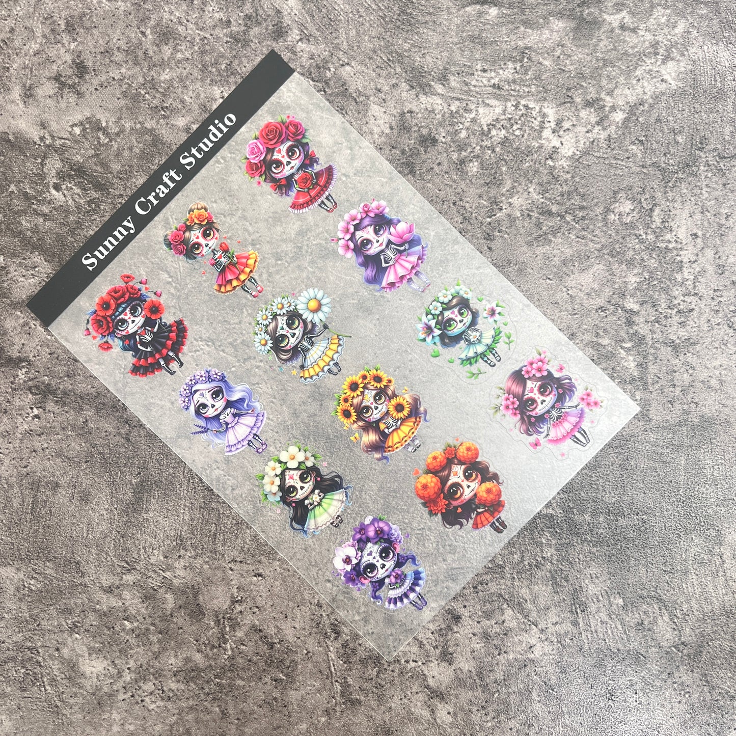 A0016---Skull Girl PET Sticker 1 Pcs A5 Size