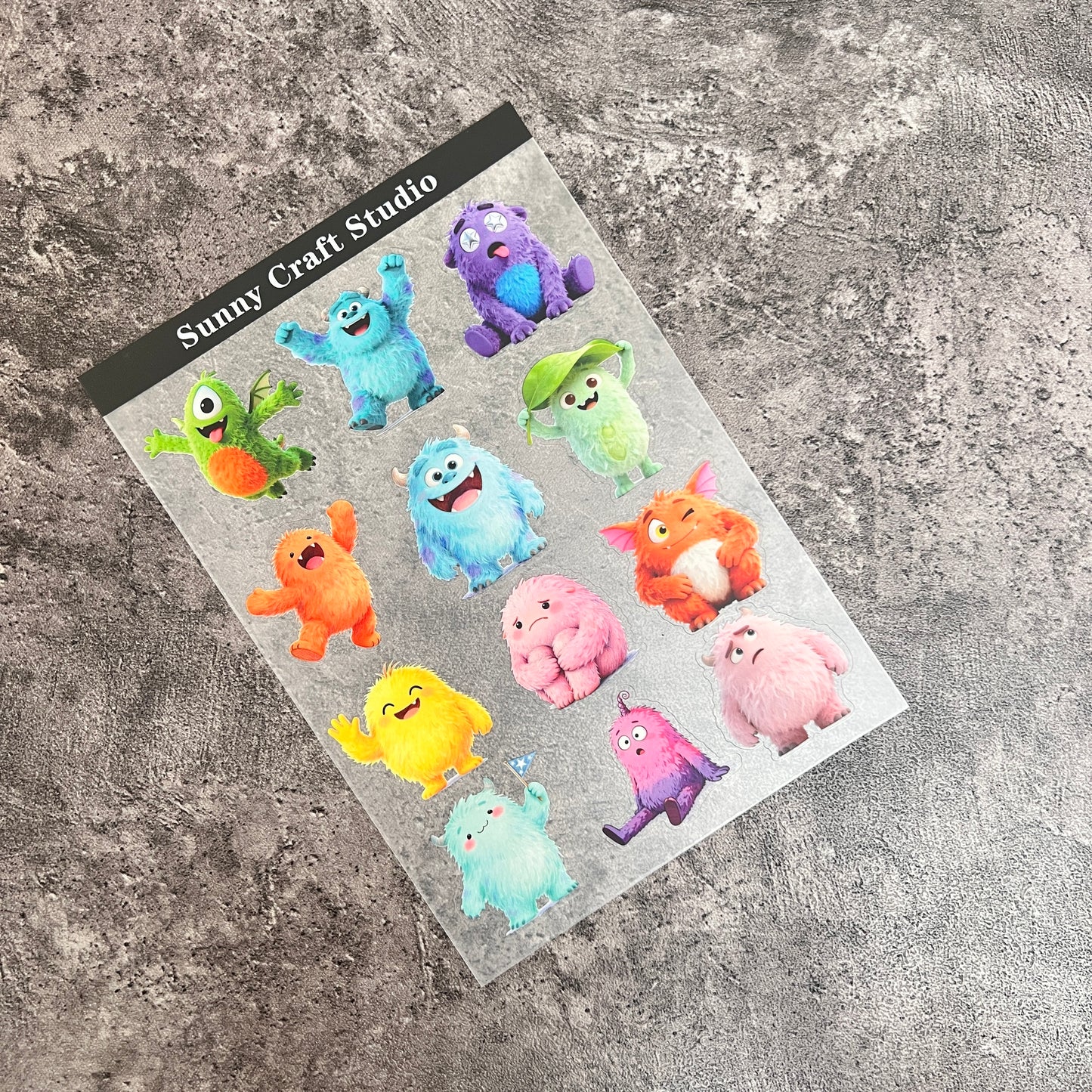 A0004---Cute monsters PET Stickers 1 Pcs A5 Size