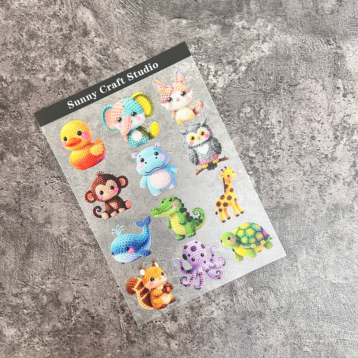 A0013---Knitted Animal PET Sticker 1 Pcs A5 Size