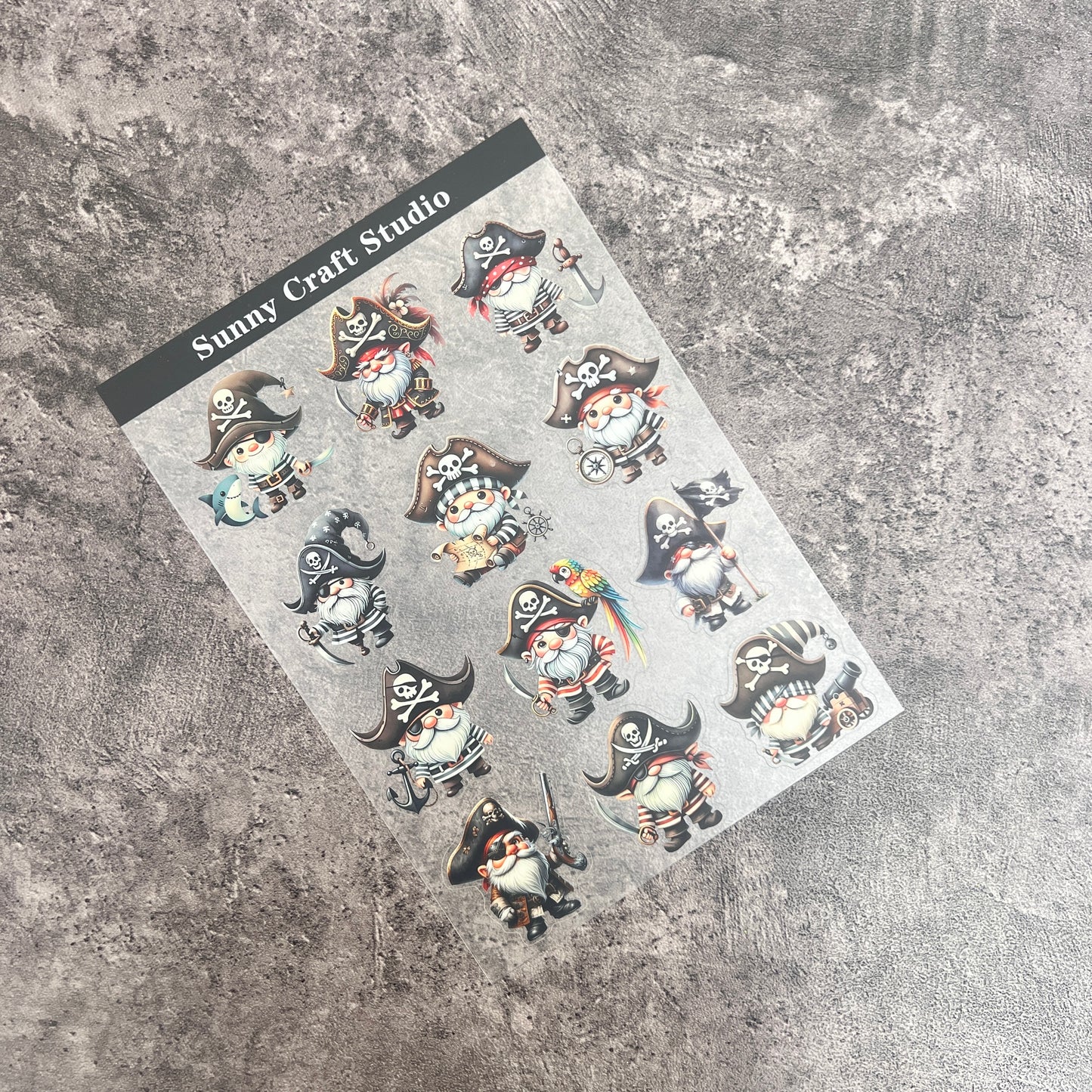 A0022--Gnome Pirate PET Sticker 1 Pcs A5 Size