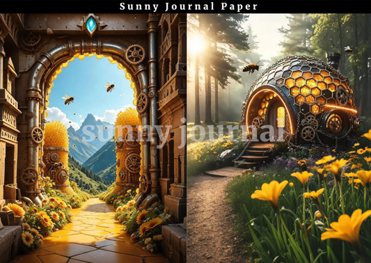 B0053-Steampunk Fruit House A5 paper 10pcs no repeat