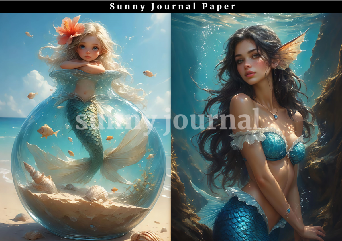 B0033- Ocean Mermaid A5 paper 20 images no repeat