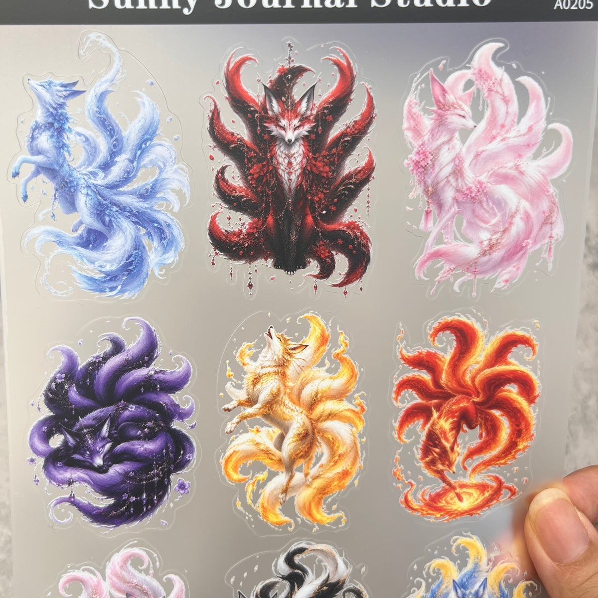 A0205--Nine-Tailed Fox PET Sticker 1 Pcs A5 Size
