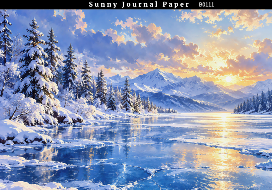 B0111--Winter Snowscape A5 paper 10pcs no repeat