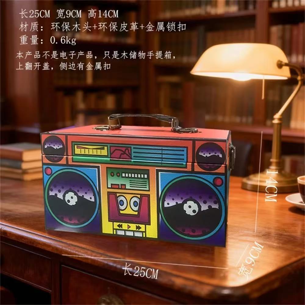 D0024 Vintage TV/Punk/Radio Wooden Tape Boom Box