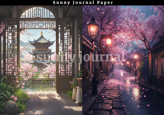 B0019-Cherry Blossom A5 Paper 10 pcs no repeat