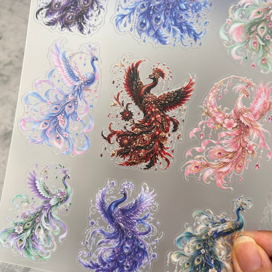 A0204--Peacock PET Sticker 1 Pcs A5 Size