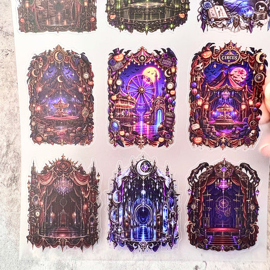 A0224--Halloween Stage PET Sticker 1 Pcs A5 Size