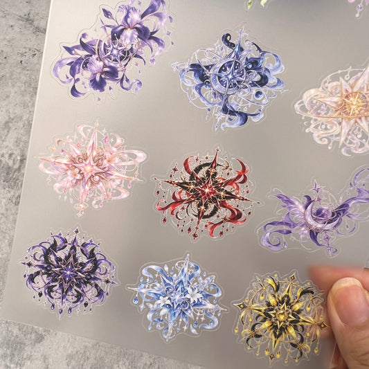 A0203--Flower Starburst PET Sticker 1 Pcs A5 Size