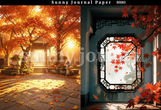 B0083-Traditional Autumn Scenery A5 paper 10pcs no repeat
