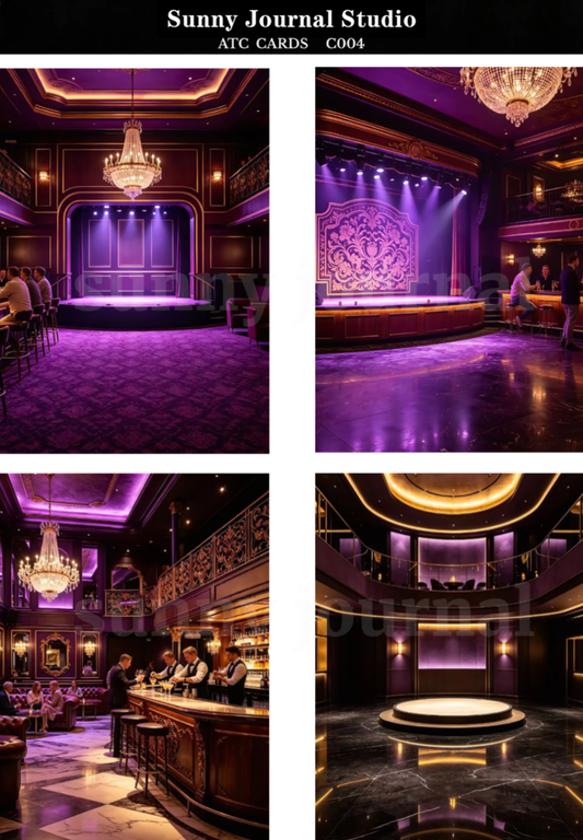 C004-Luxury Bar Background ATC Cards 20 iamges 300GSM Paper Card / Self-cut Required