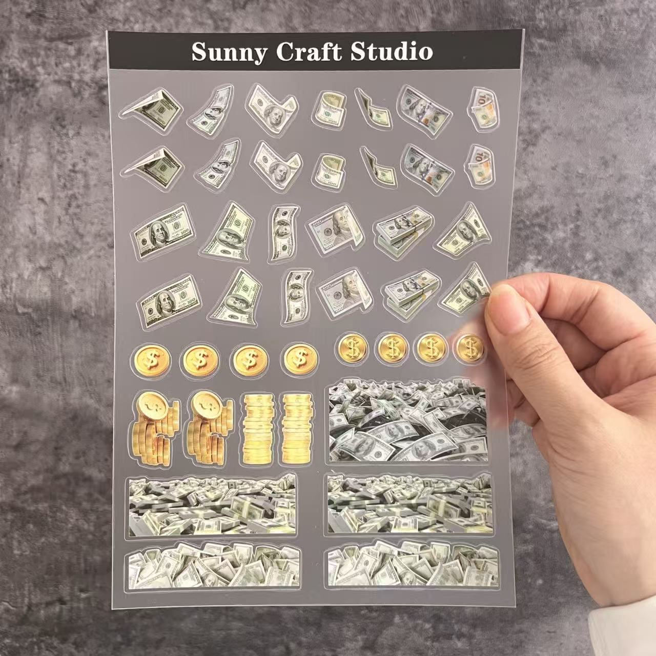 A0111--Money&Dollar PET Sticker 1 Pcs A5 Size