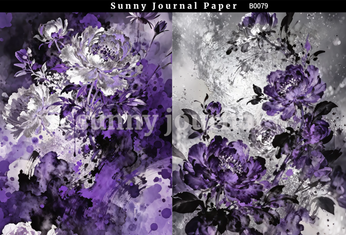 B0079-Mystery Purple Spider Lily & Time Clock A5 paper 10pcs no repeat