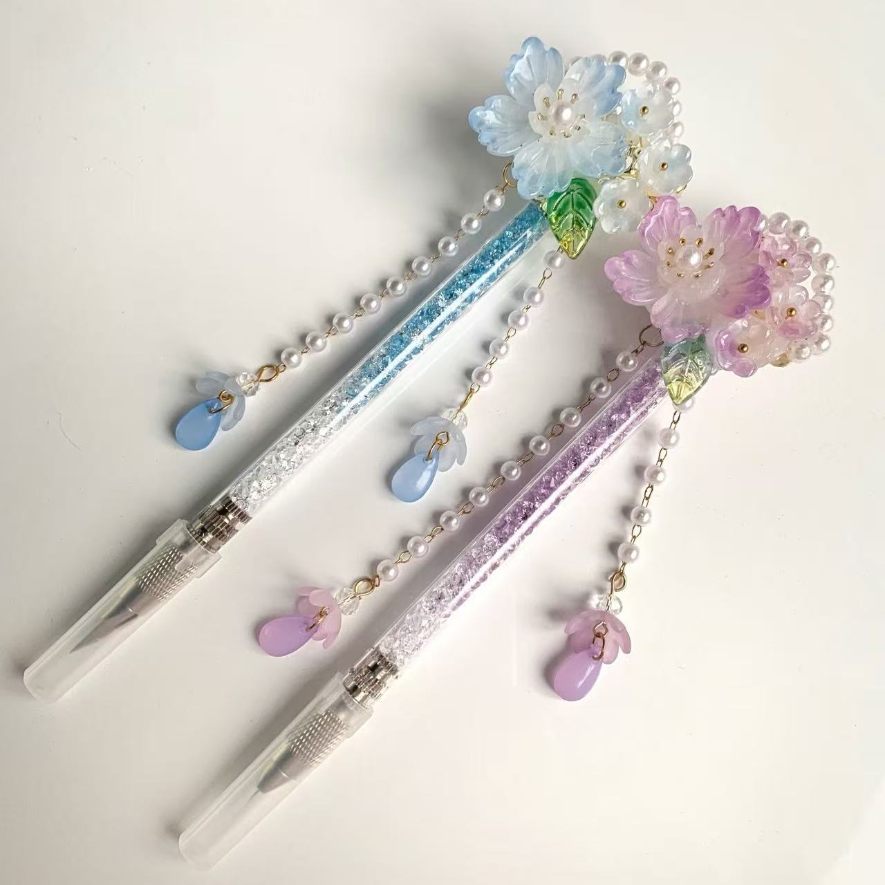 Handmade Purple Flower Carving Knife Pen Cutter for Journaling