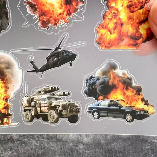 A0107--Explosion Site PET Sticker 1 Pcs A5 Size