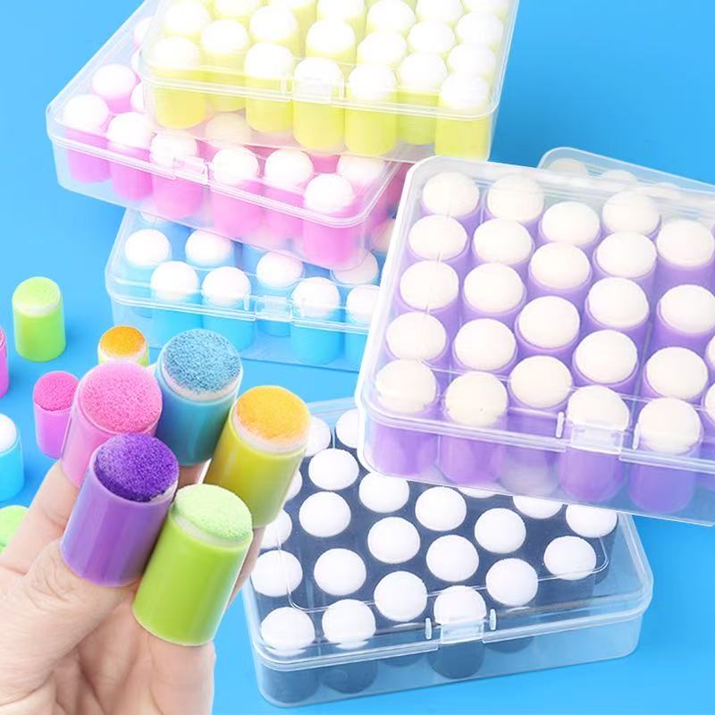 25pcs Sponge Finger Cots Painting Coloring Graffiti Tools Journal Stamps
