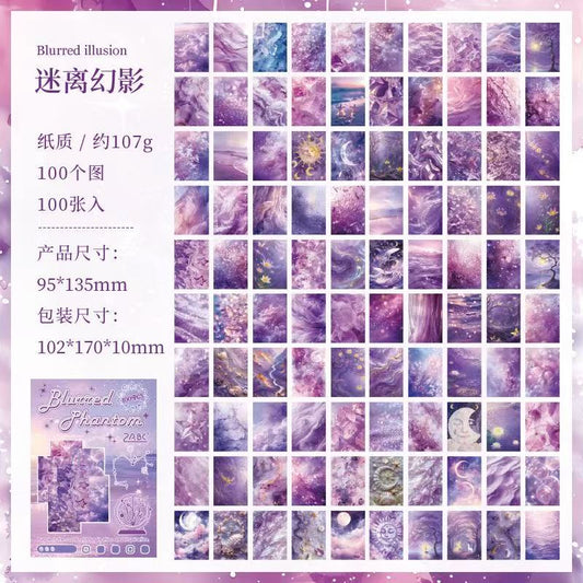 Star‑Moon Series, 100 Sheets, Large‑Capacity Tear‑Off Collage Base Paper