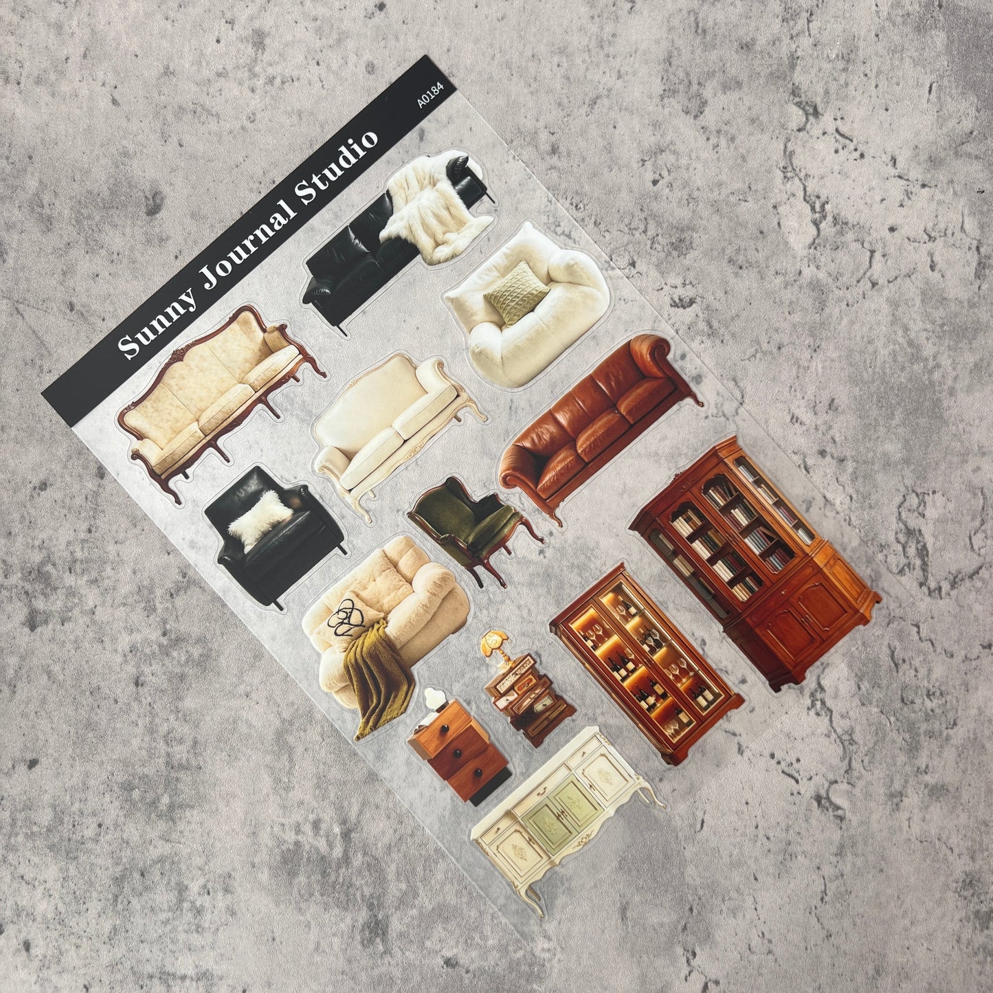 A0184--Furniture Sofa/Cabinet/Chair PET Sticker 1 Pcs A5 Size