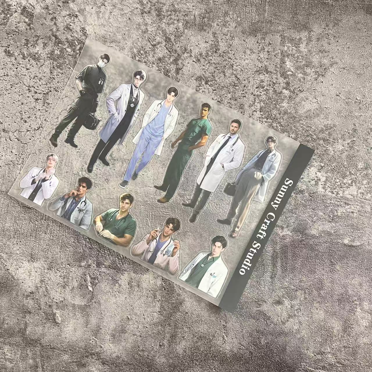 A0090--Male Doctors PET Sticker 1 Pcs A5 Size