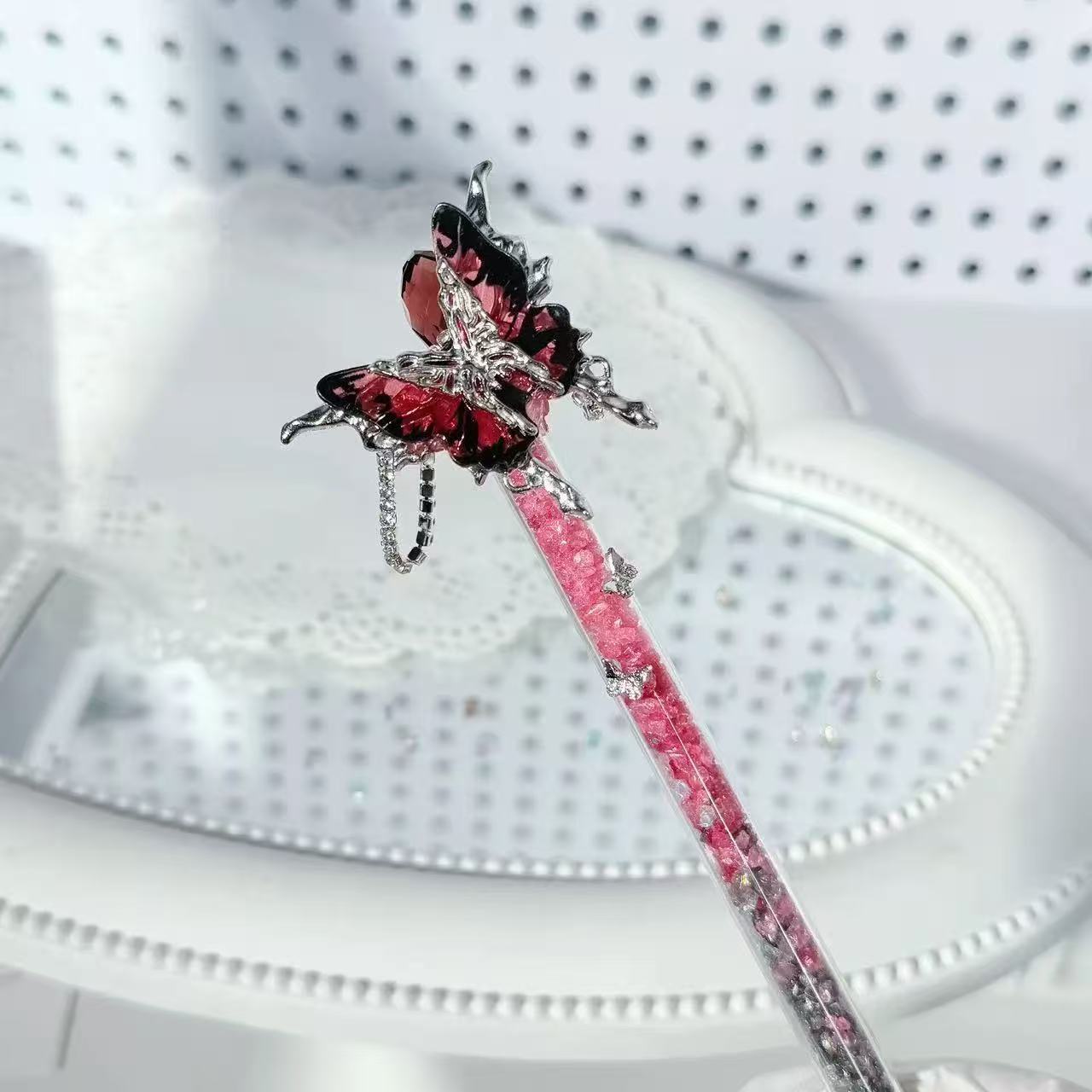 Handmade Knife-Crystal Butterfly Flower Pen Cutter for Journaling