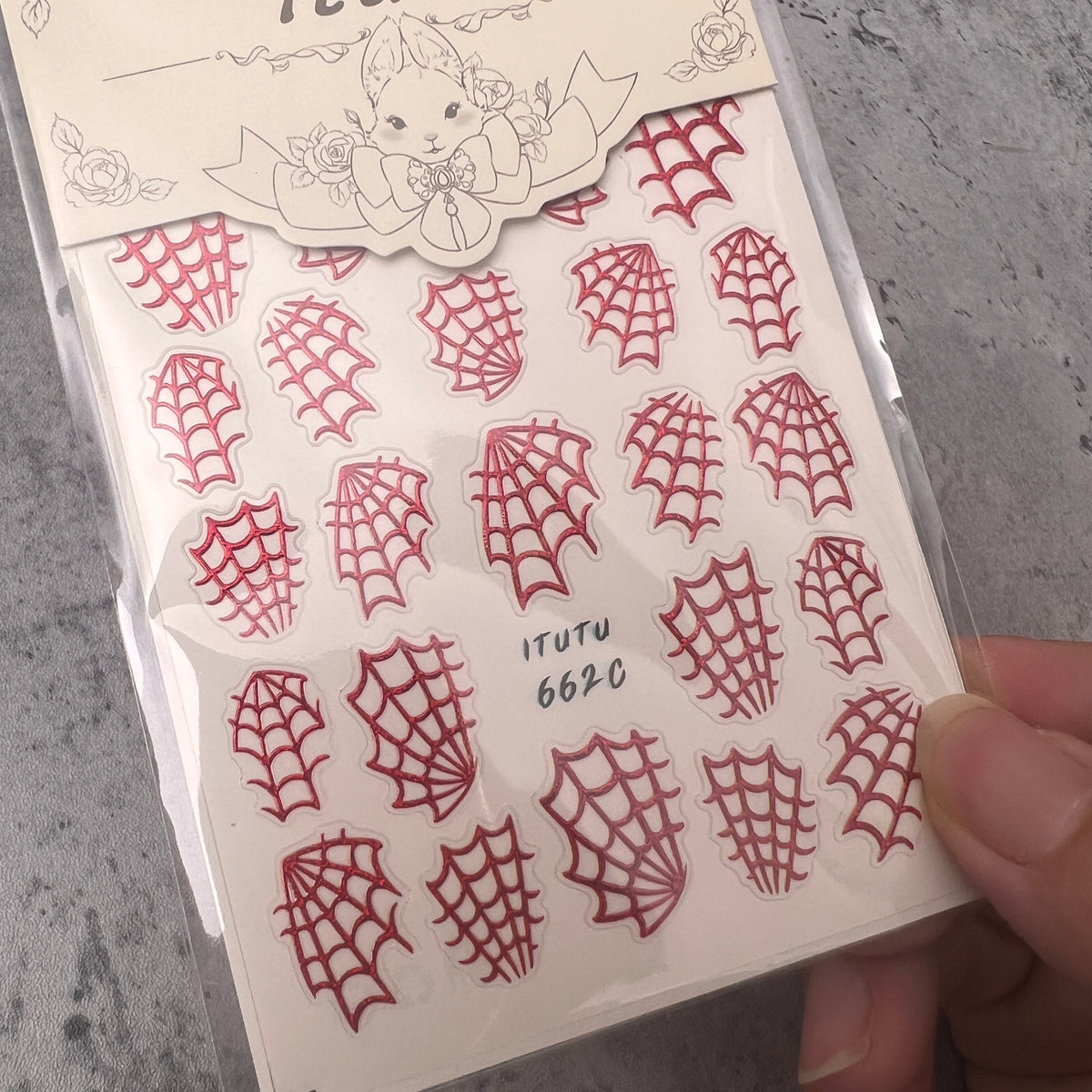 Mini Halloween Spider Web Embossed 3D Iridescent Sticker