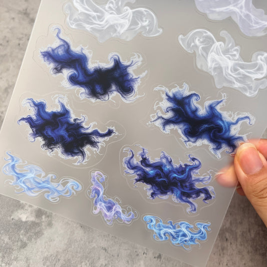 A0200--White&Blue Misty Haze PET Sticker 1 Pcs A5 Size