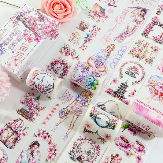 Tape Roll Set 《Cherry Blossom》4 rolls (2 roll PET+2 roll Washi)