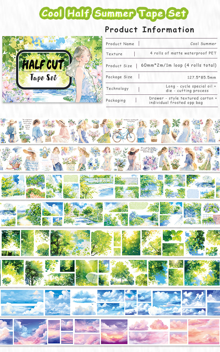 Tape Roll Set《Cool Summer》4 PET Rolls
