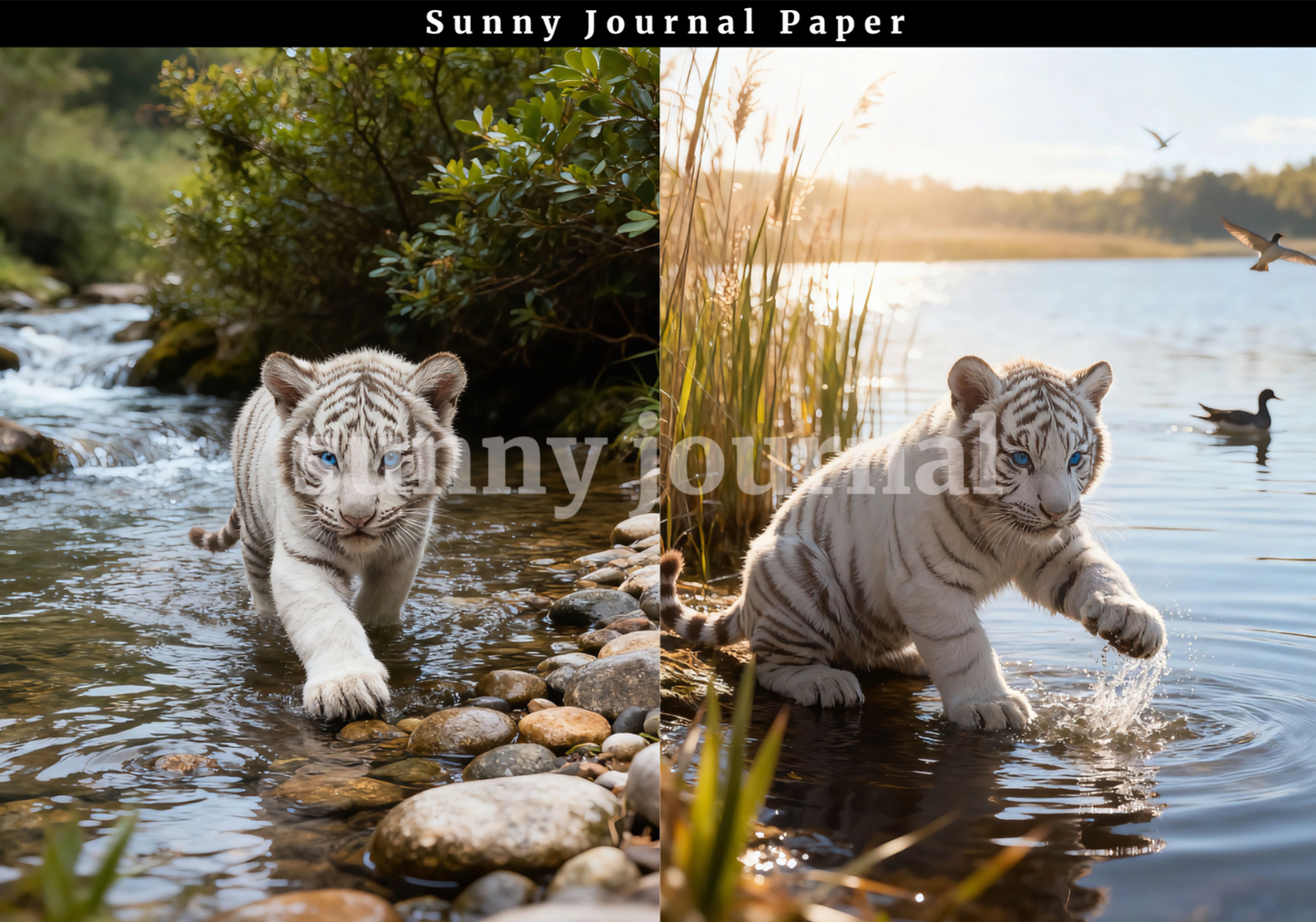 B0025- White Tiger A5 paper no repeat