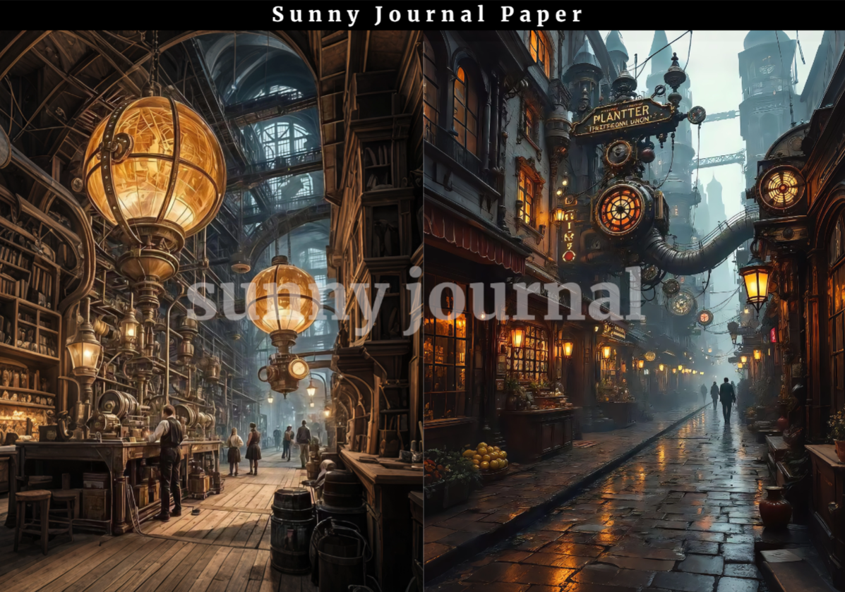 B0047-SteamPunk Background A5 paper 10pcs no repeat