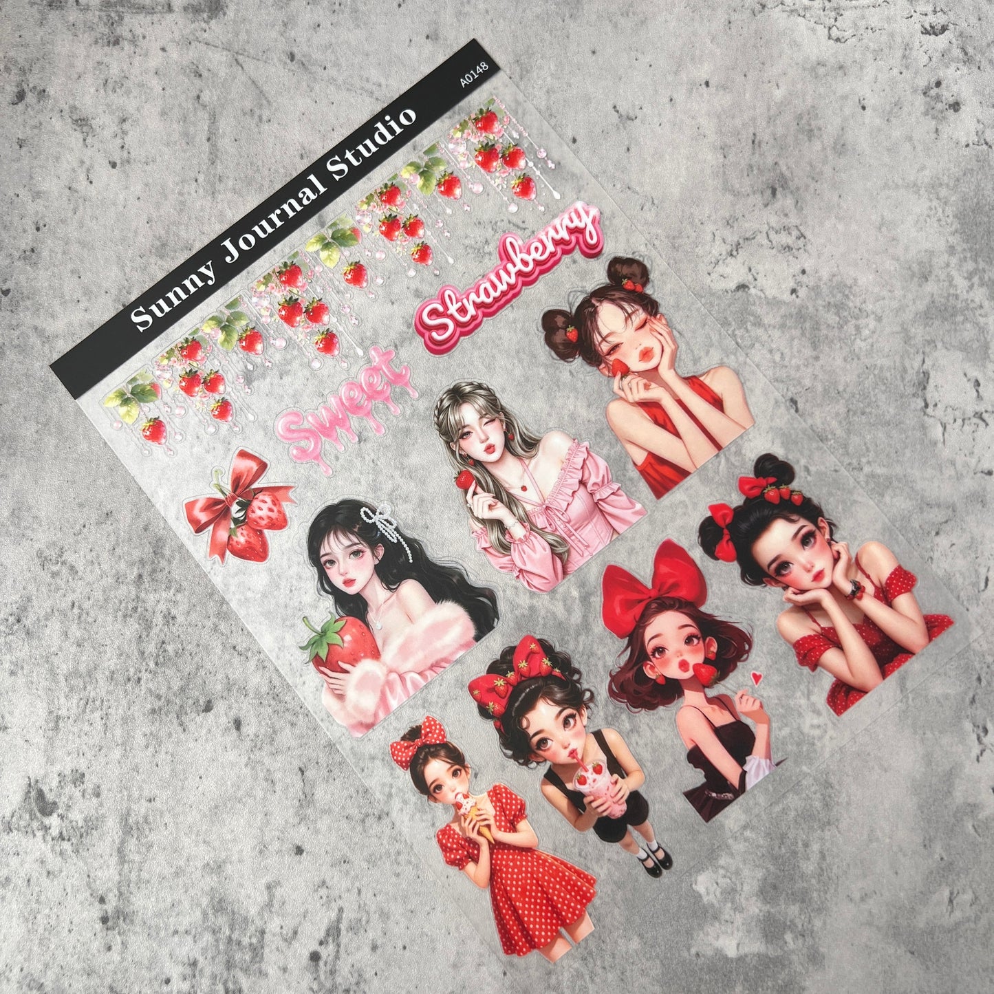 A0148--Strawbeey Girls PET Sticker 1 Pcs A5 Size