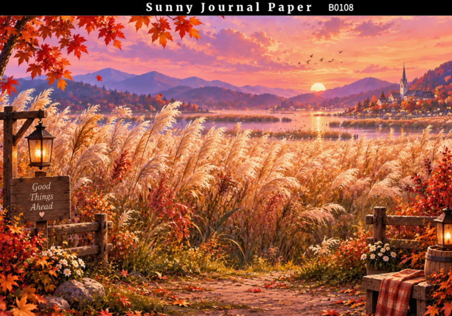 B0108-Autumn Scenery Horizontal A5 paper 10pcs no repeat