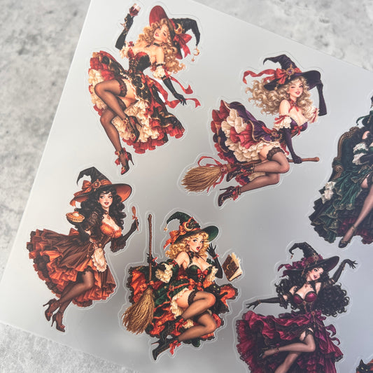 A0218--Halloween Vintage Witch PET Sticker 1 Pcs A5 Size