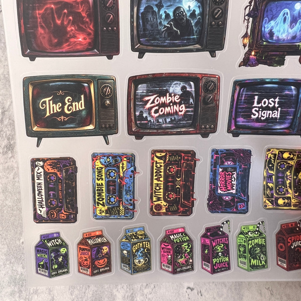 A0223--Halloween TV/Tape Cace/Milk PET Sticker 1 Pcs A5 Size