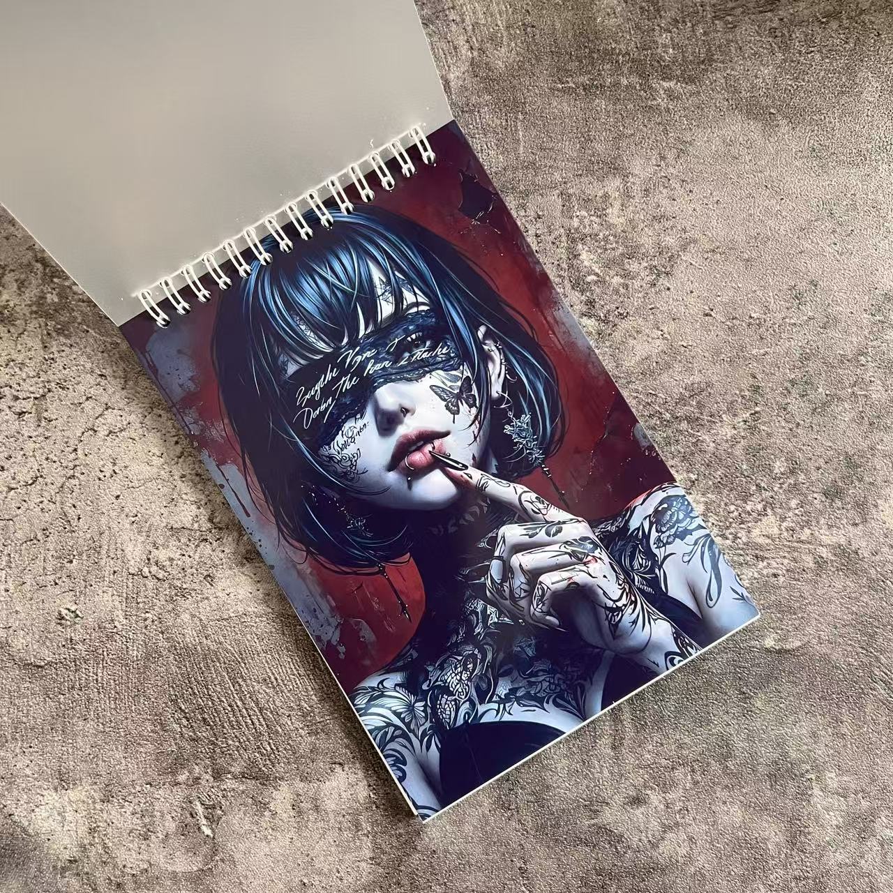Gothic Tatoo Girl A5 Spiral Journal Paper Books (60 blank pages,Double-Sided Protective)