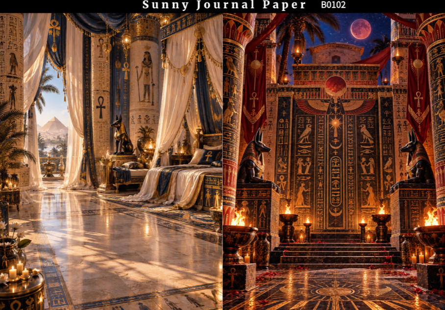 B0102--Ancient Egyptian Palace A5 paper 10pcs no repeat