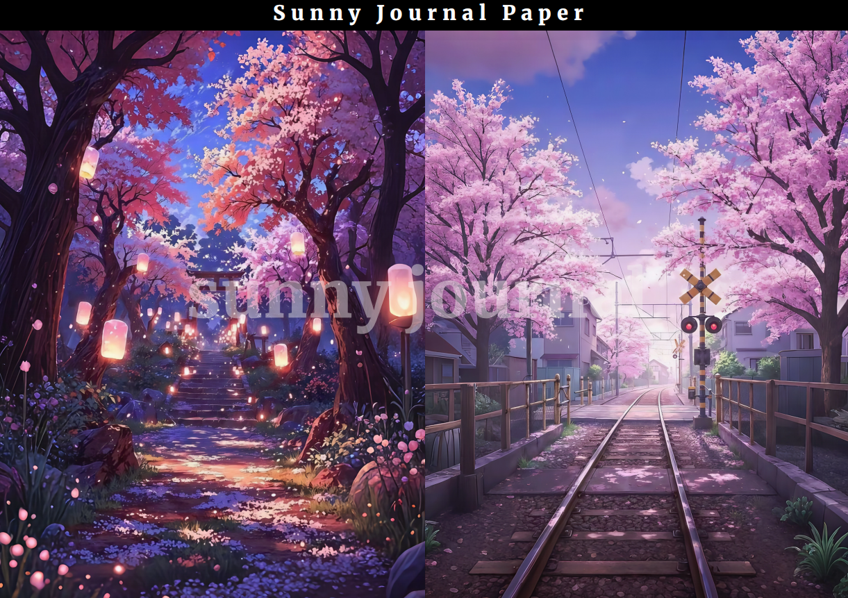 B0019-Cherry Blossom A5 Paper 10 pcs no repeat