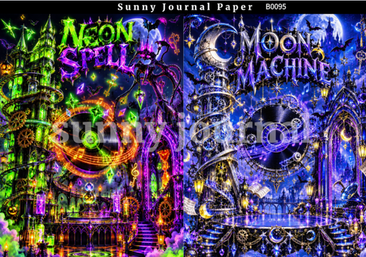 B0095-Halloween Magic Stage Background A5 paper 10pcs no repeat