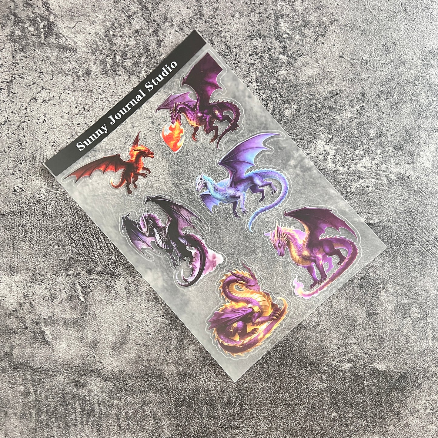 A0045--Purple Dragon PET Sticker 1 Pcs A5 Size
