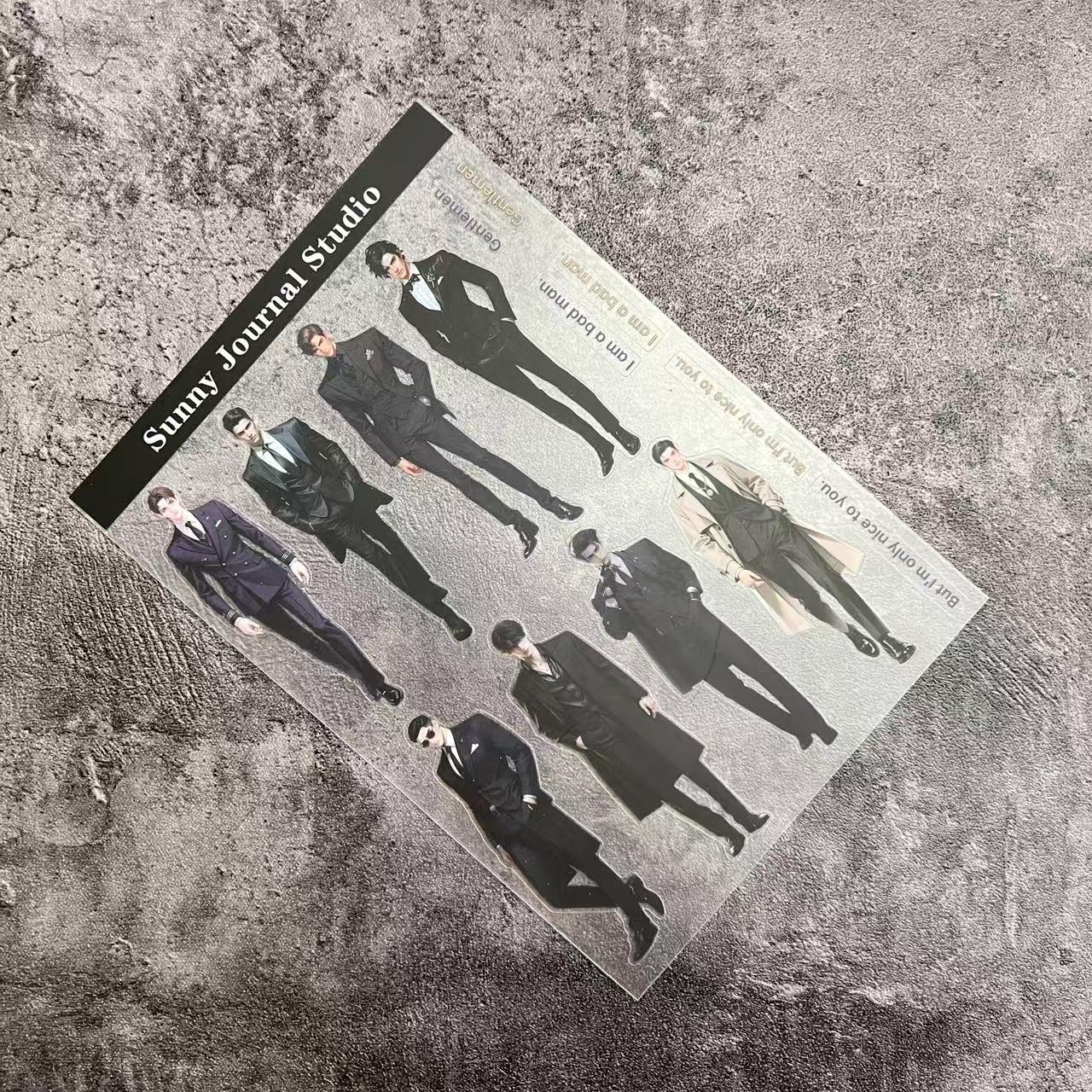 A0050--Men in Suit PET Sticker 1 Pcs A5 Size