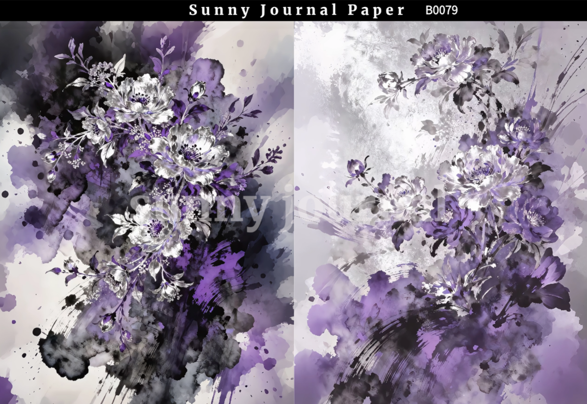 B0079-Mystery Purple Spider Lily & Time Clock A5 paper 10pcs no repeat