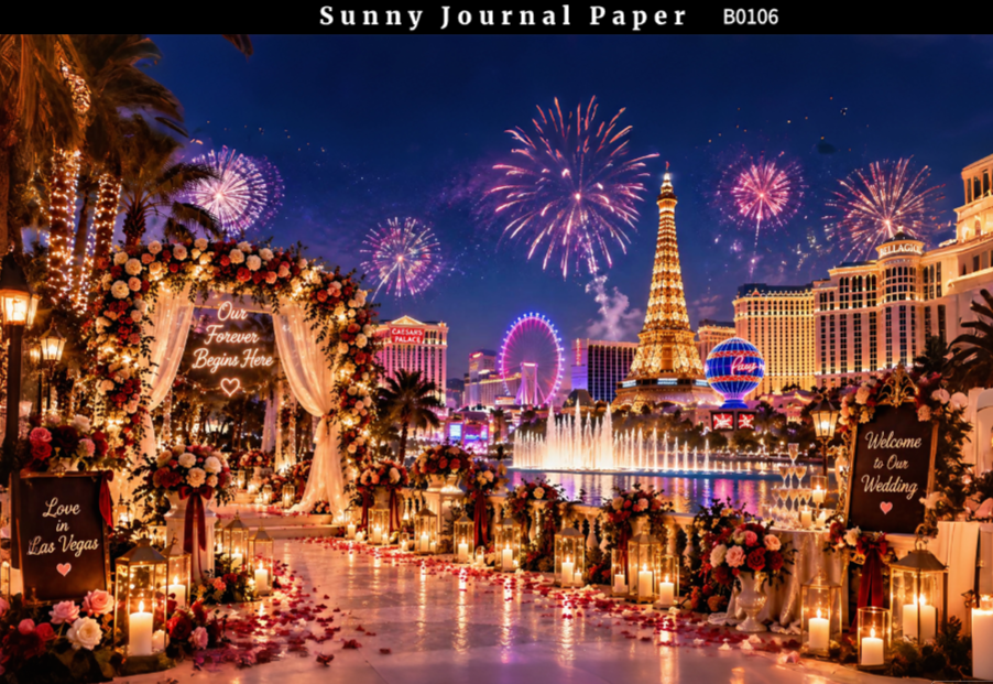 B0106-LAS VEGAS Nightscape Horizontal A5 paper 15pcs no repeat