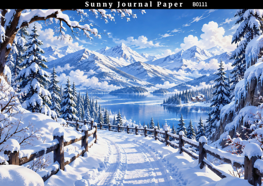 B0111--Winter Snowscape A5 paper 10pcs no repeat
