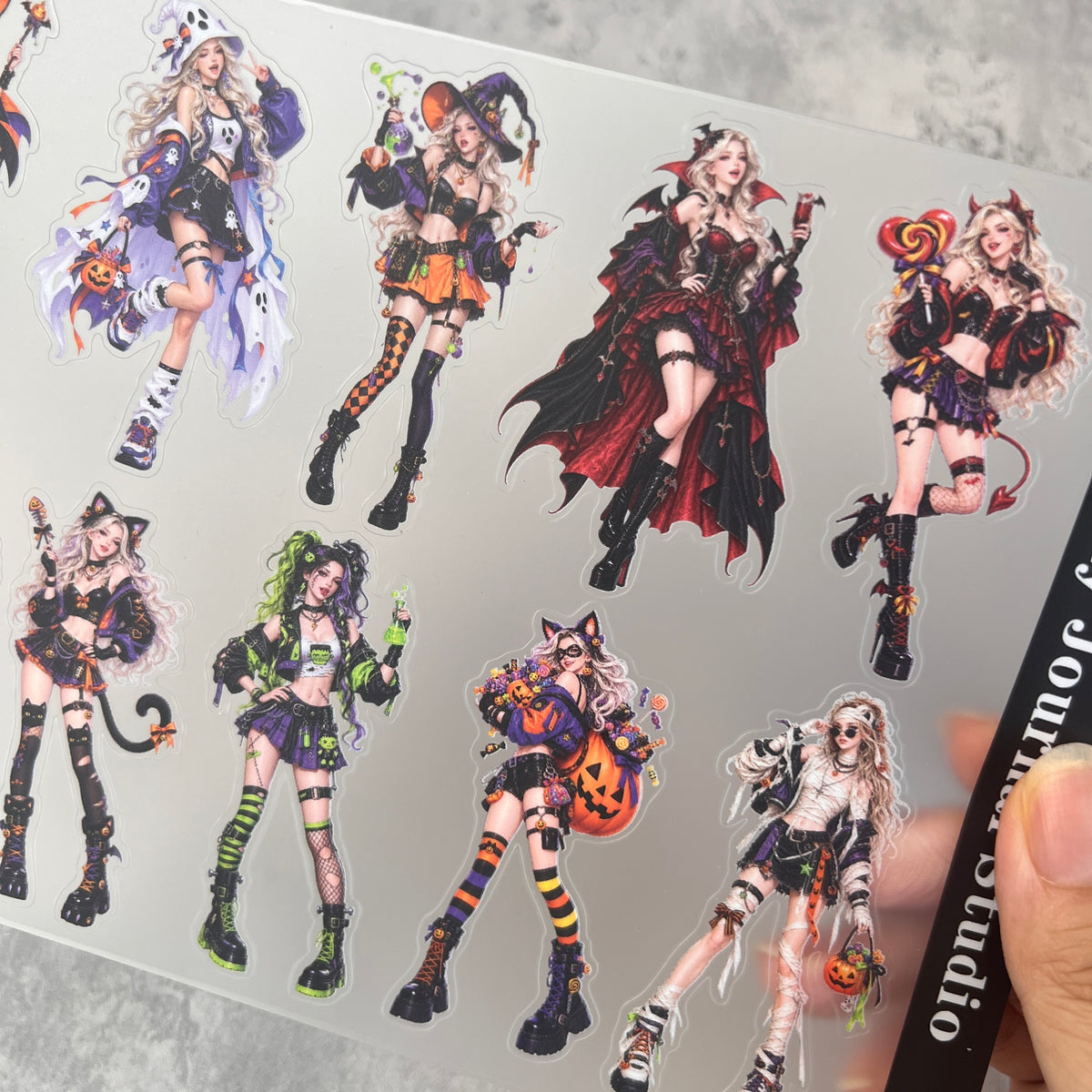 A0215--Halloween Girls PET Sticker 1 Pcs A5 Size