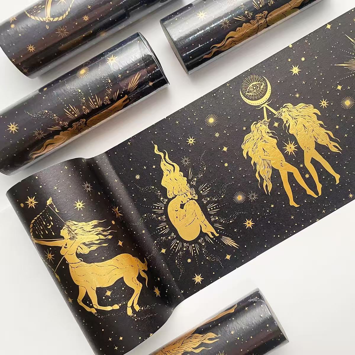 Washi Tape Zodiac Girl Iridescent Hot Foil Starry Sky with Release Liner Big Size 12*3.8CM
