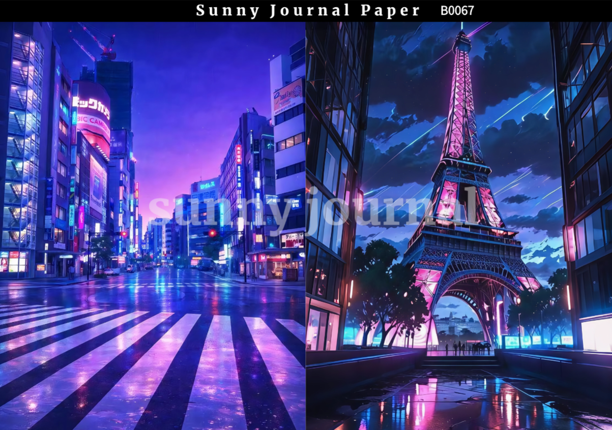 B0067-Cyber City Paper A5 paper 10pcs no repeat