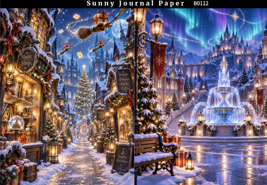 B0112-Enchanted Fantasy Chirstmas A5 paper 10pcs no repeat