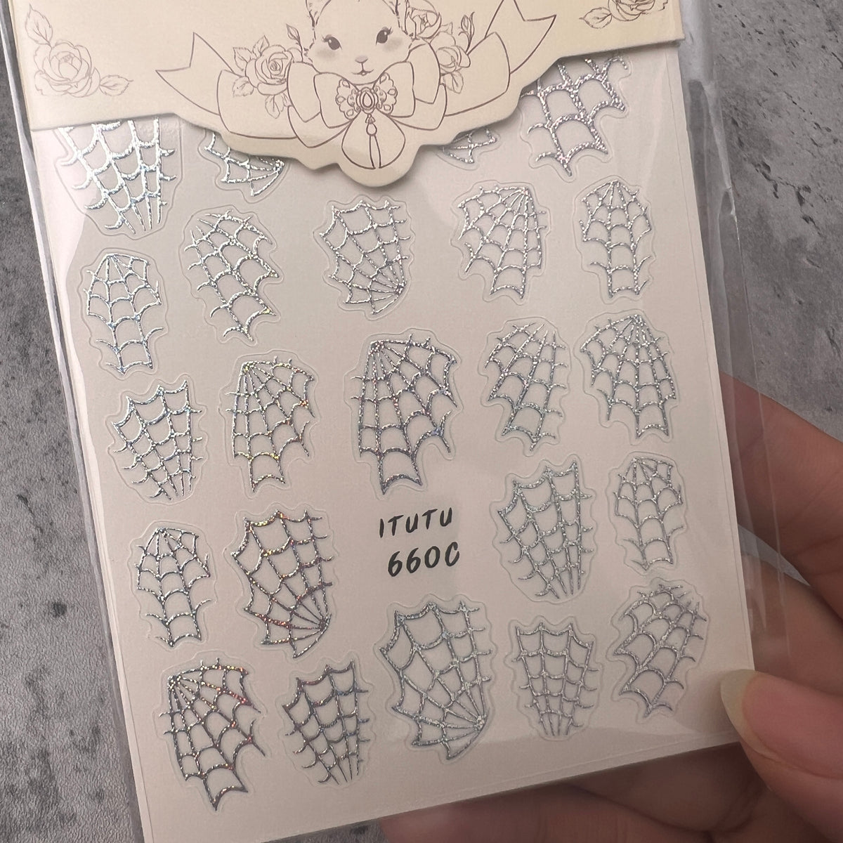 Mini Halloween Spider Web Embossed 3D Iridescent Sticker